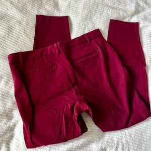 GAP Burgundy Mid-Rise Skinny Ankle Stretch Work Pants